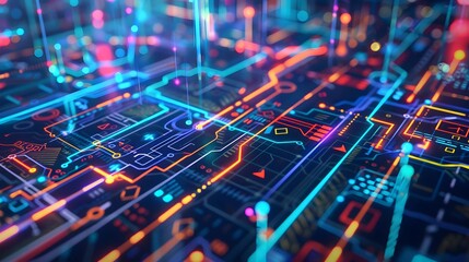 Obraz premium system digital data flow illustration business artificial, intelligence cyber, internet communication system digital data flow