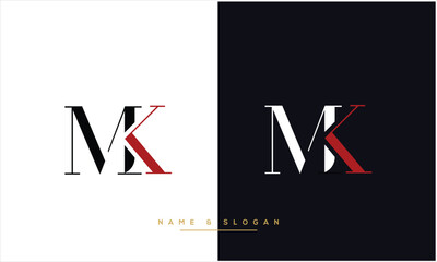 MK, KM , K, M, Abstract Letters Logo monogram