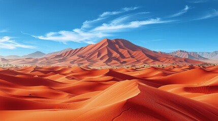 Fototapeta na wymiar Desert Landscape With Distant Mountains