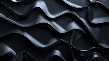 Detailed view of a black wavy wall, suitable for architectural and abstract concepts