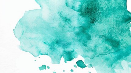 Vibrant Teal Watercolor Splotches on White Background Generative AI