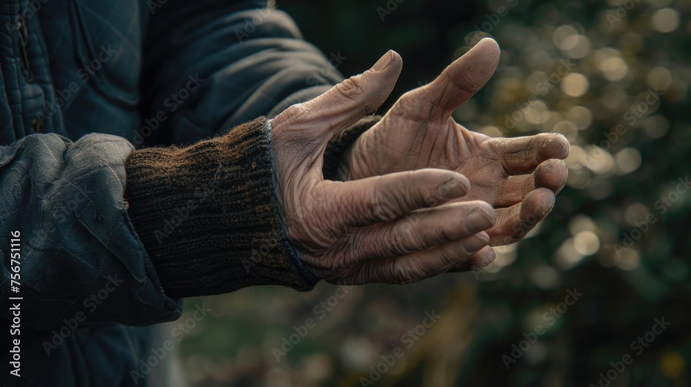 Aufkleber Close-up view of hands holding an object, ideal for various concepts and designs