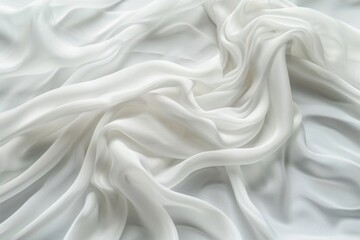 Fototapeta premium Close up of white fabric on bed, perfect for home decor