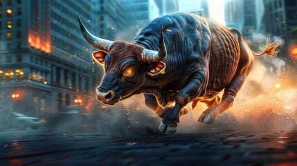 Aggressive bull, stock trading symbol