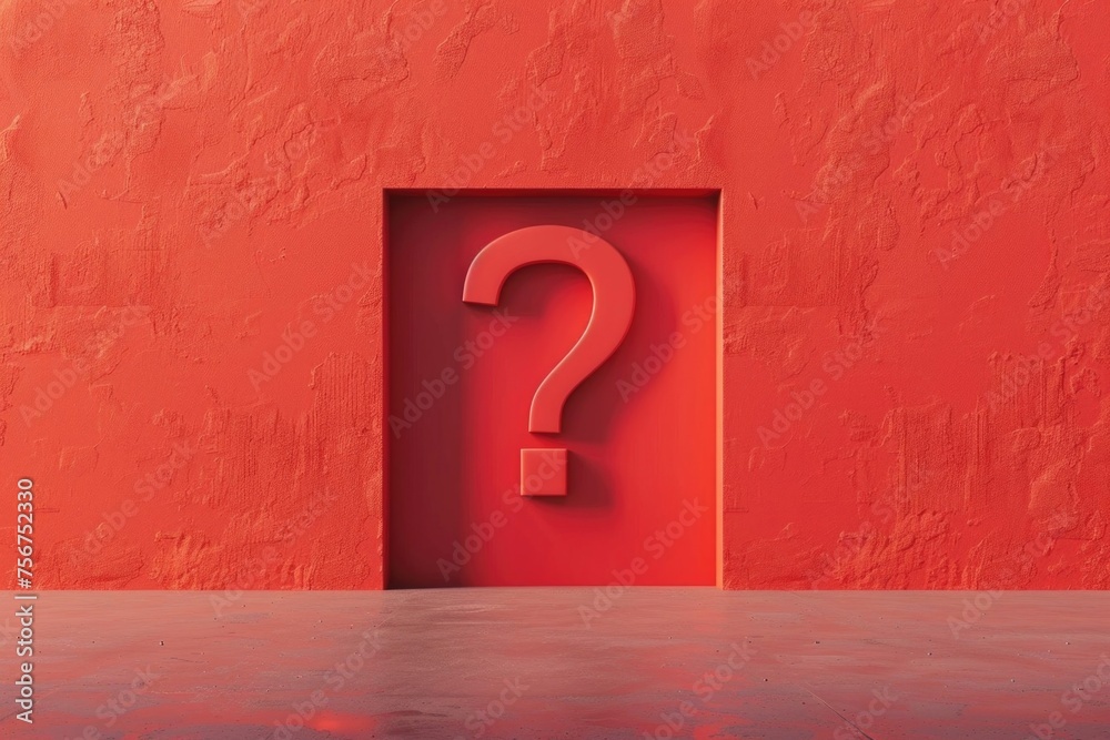 Poster a red door with a question mark symbol on it. suitable for business concept designs