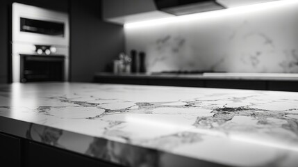 A black and white photo of a kitchen counter. Suitable for various design projects