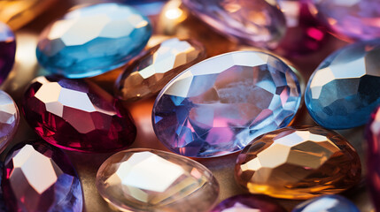 Close-up of Colorful Gemstones in Various Shapes