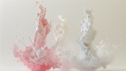 Pink and white liquid splashing - obrazy, fototapety, plakaty