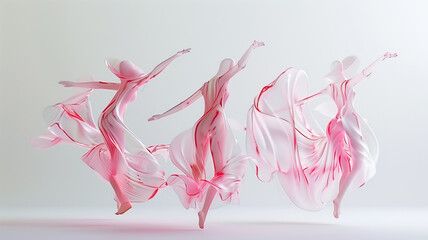 Dynamic pink and white dancers in motion