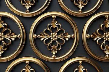 Detailed shot of a wall with elegant gold ornaments. Perfect for interior design projects