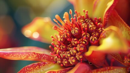 Vibrant close up of a red and yellow flower, suitable for various design projects - Powered by Adobe