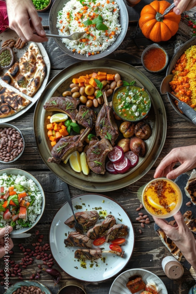 Leinwandbilder a table showcasing a wide array of different types of food. great for food and culinary concepts