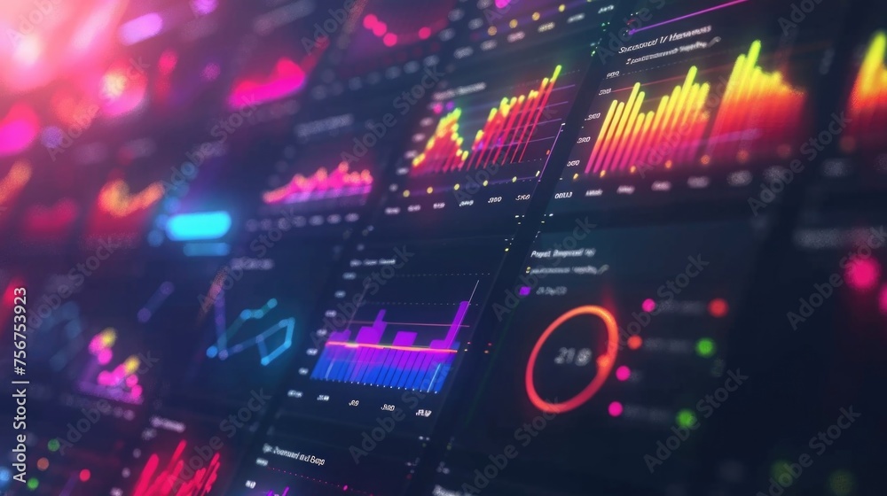Aufkleber detailed graphs displayed on a computer screen, perfect for business presentations