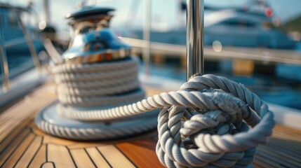 Obraz premium Detailed close up of a rope on a boat. Perfect for nautical themes or sailing concepts