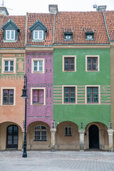 Fototapeta na wymiar Merchants Houses, Poznan Stary Rynek, Poland - Colorful Renaissance Style Houses and Buildings