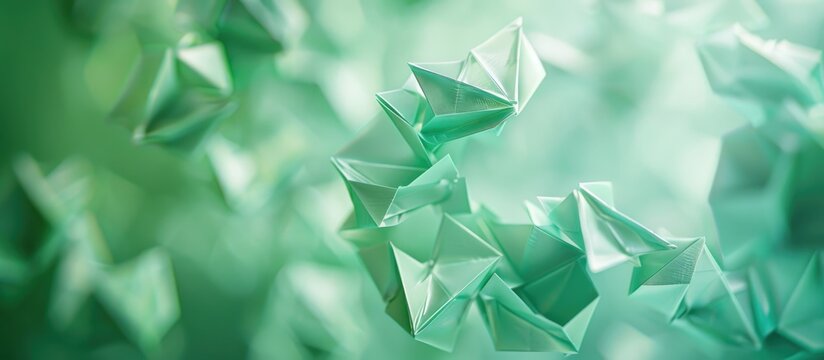 A detailed closeup of a vibrant green background filled with numerous triangular shapes, showcasing the beauty of nature and the creative arts through plantinspired design