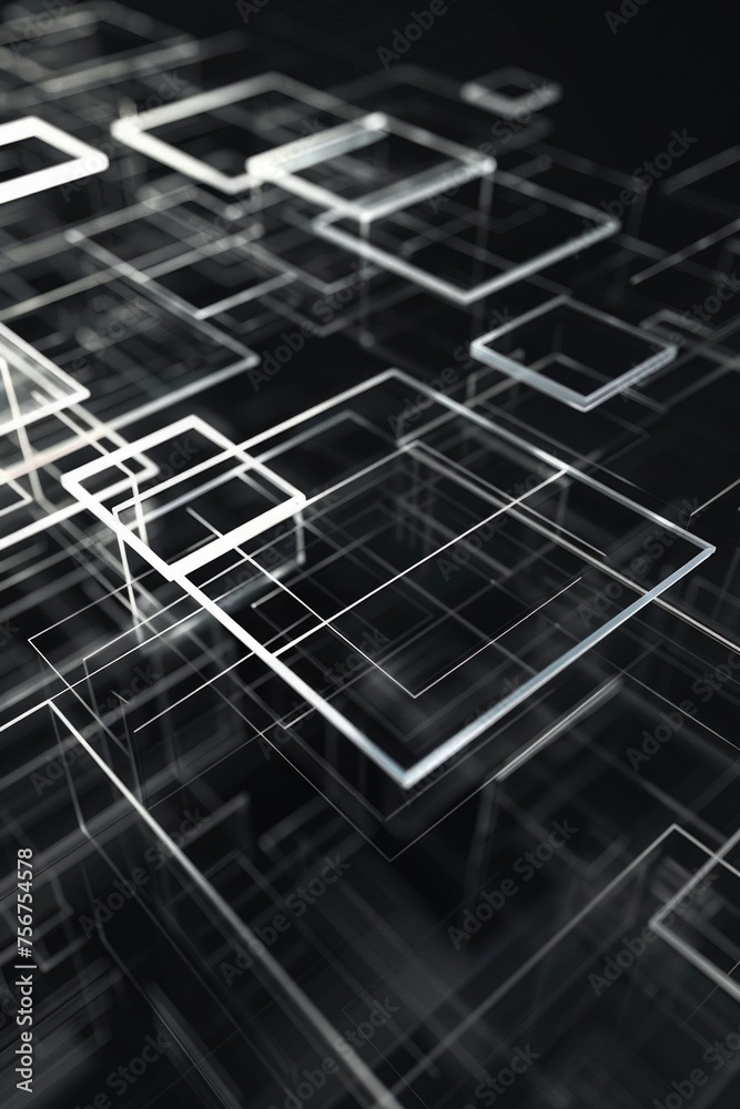 Poster A monochrome image featuring a collection of squares. Suitable for graphic design projects
