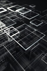 A monochrome image featuring a collection of squares. Suitable for graphic design projects