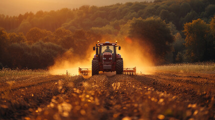 Fototapeta premium Modern Tractors at Work: Enhancing Productivity in Agriculture 