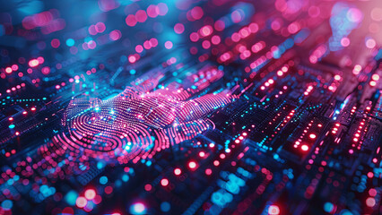 Digital Fingerprint on Cybersecurity Network Background