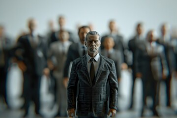 A man in a suit leading a group of men in a meeting. Suitable for business concept
