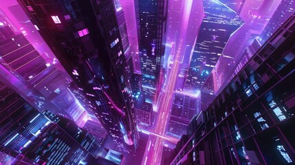 Obraz premium A stunning aerial view of a city at night. Perfect for urban landscapes