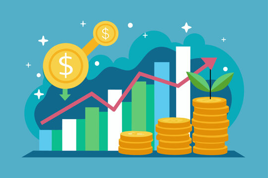 Investment concept. Vector illustration in flat style. Money growth.