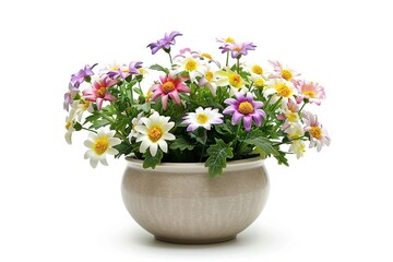 Obraz na płótnie Canvas Fresh spring flowers in pot isolated on white background