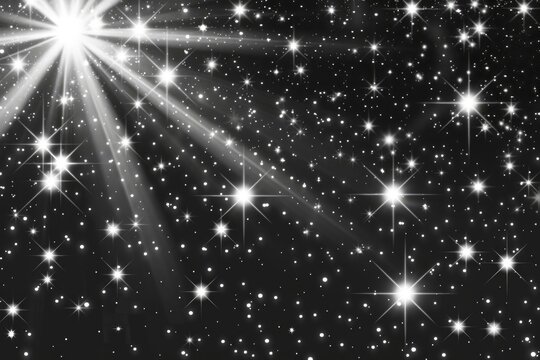 A striking black and white photo of stars shining in the night sky. Perfect for astronomy enthusiasts or night sky backgrounds