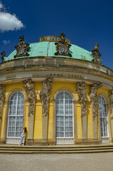 Fototapeta premium Sanssouci Palace (German: Schloss Sanssouci; from French: sans souci = carefree) - a Rococo Hohenzollern palace in the eastern part of Sanssouci Park in Potsdam