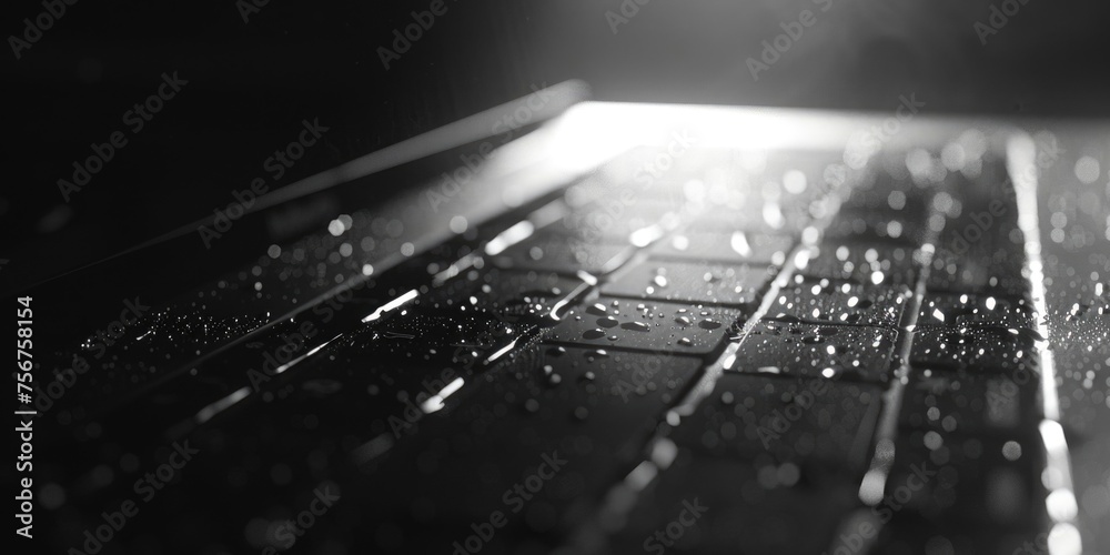 Poster close-up photo of a laptop keyboard. suitable for technology and office related projects