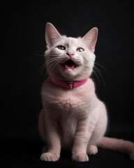 Obraz premium Millennial Pink Happy cat сreated with Generative Ai