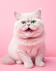 Fototapeta na wymiar Millennial Pink Happy cat сreated with Generative Ai