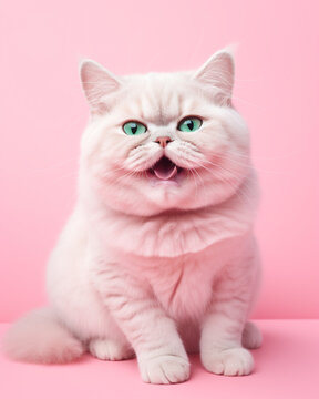 Millennial Pink Happy cat сreated with Generative Ai