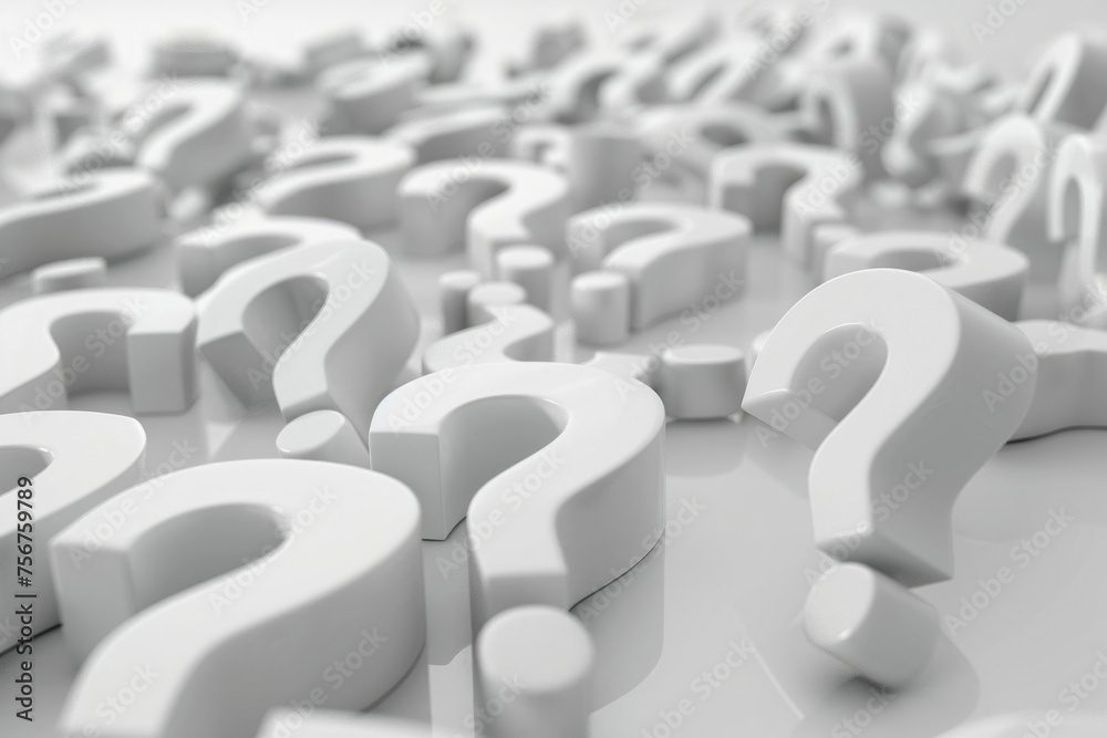 Poster a picture of many question marks on a white background. suitable for educational materials