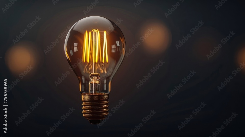 Aufkleber A close up view of a light bulb on a dark background. Suitable for various concepts and designs
