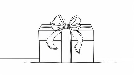 Simple black and white drawing of a gift box. Suitable for various design projects