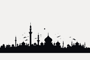 Mosque Ramadan kareem silhouette black landscape Concept