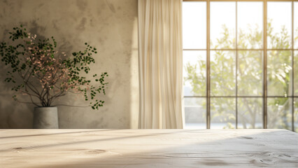 Fototapeta premium Modern Minimalism: A Loft-Style Interior with a View