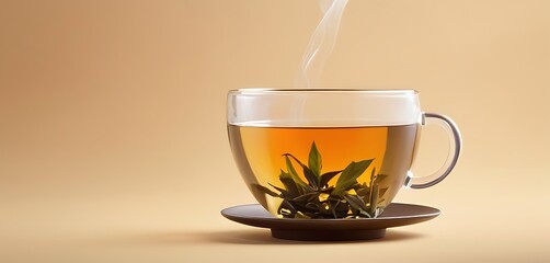 isolated on soft background with copy space Green tea concept
