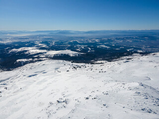 Aerial view of Vitosha Mountain near Cherni Vrah peak, Bulgaria