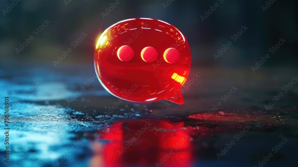 Poster Close up of a red object on a wet surface. Suitable for various concepts and designs