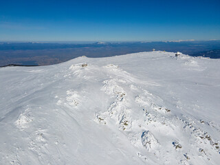 Aerial view of Vitosha Mountain near Cherni Vrah peak, Bulgaria