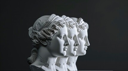Detailed close up of a statue depicting a woman's head. Suitable for various design projects