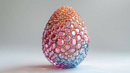 Shiny precious egg made of small parts isolated on white.