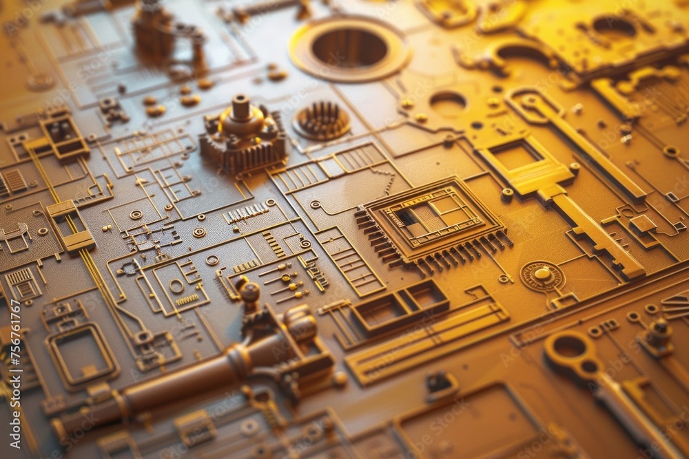 Poster Detailed view of a computer circuit board. Suitable for technology concepts