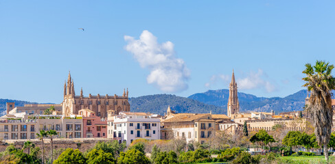 Basilica de San Francisco Towers Over the Cityscape of Palma de Mallorca - 756761716
