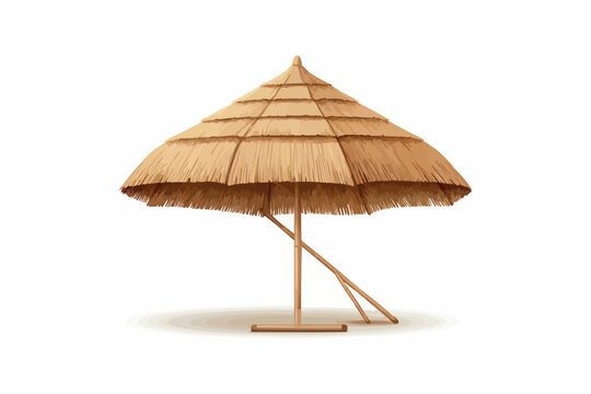Beach umbrella made of reeds. 3d image isolated on white background