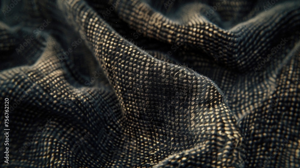 Poster Close up of black cloth with intricate pattern, suitable for textile or design concepts