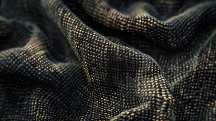 Close up of black cloth with intricate pattern, suitable for textile or design concepts